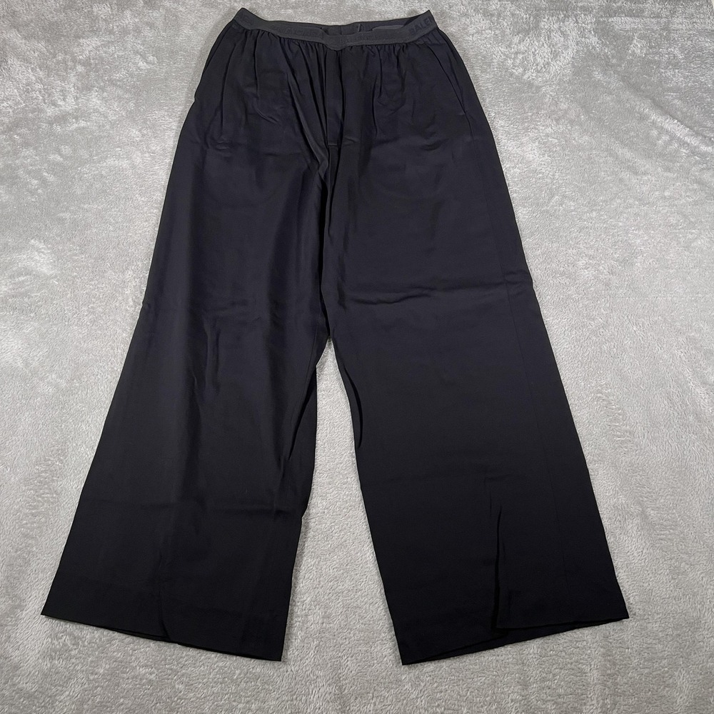 Balenciaga Trouser Mens 46 Small Black Fluid‎ Elastic Wide Leg Logo Waist Italy